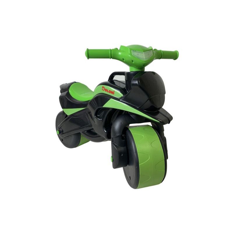 Jucarii, Copii si Bebe - Jucarii si jocuri - Vehicule si jucarii cu telecomanda - Motociclete de jucarie - Motocicleta pentru copii de 3 ani+, Ride-on de curse Doloni cu sunete si lumini, negru cu verde - Infinity.ro