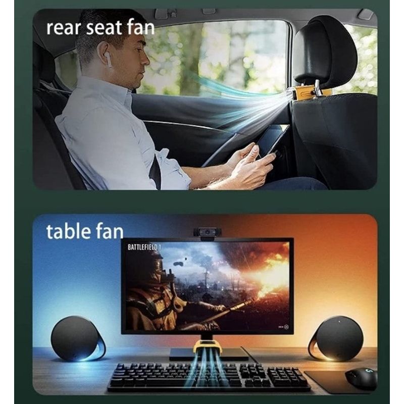 Auto si Moto - Piese auto si accesorii - Caroserie - Grile de ventilatie si accesorii - Ventilator universal pentru scaunul masinii, portabil, din ABS, cu 3 viteze, 19x3.5x3.5 cm, galben - Infinity.ro