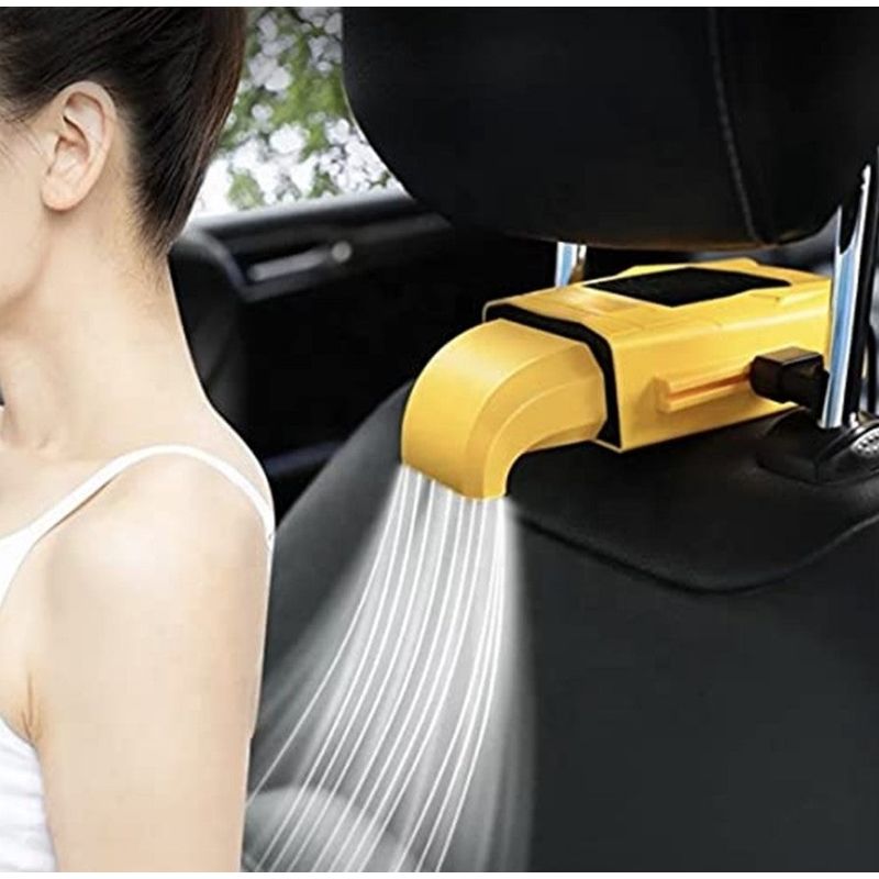 Auto si Moto - Piese auto si accesorii - Caroserie - Grile de ventilatie si accesorii - Ventilator universal pentru scaunul masinii, portabil, din ABS, cu 3 viteze, 19x3.5x3.5 cm, galben - Infinity.ro