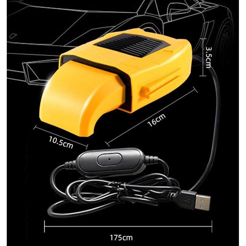 Auto si Moto - Piese auto si accesorii - Caroserie - Grile de ventilatie si accesorii - Ventilator universal pentru scaunul masinii, portabil, din ABS, cu 3 viteze, 19x3.5x3.5 cm, galben - Infinity.ro