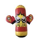 Sport si Outdoor - Sporturi de contact - Saci de box si accesorii - Kit cu Sac de box si manusi, pentru copii 3 ani+, Power Box, 45cm Inaltime, 19cm Diametru, Rosu/Galben/Negru - Infinity.ro