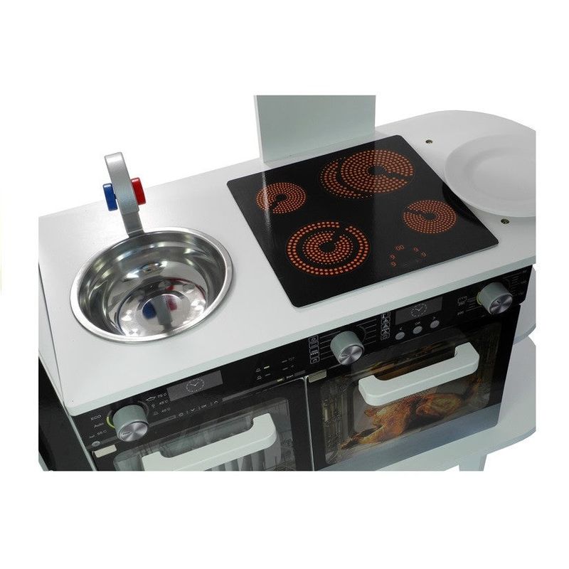 Jucarii, Copii si Bebe - Jucarii si jocuri - Jucarii de rol - Bucatarii copii - Bucatarie pentru copii, din lemn, utilata cu electrocasnice incorporabile, alb - Infinity.ro