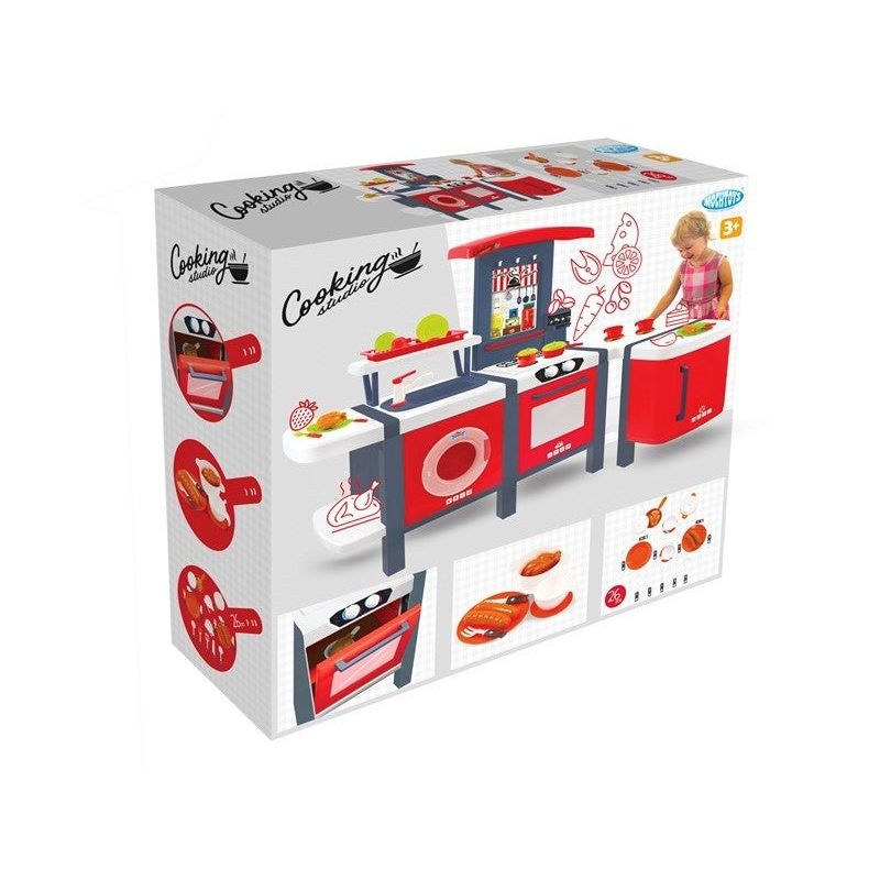 Jucarii, Copii si Bebe - Jucarii si jocuri - Jucarii de rol - Bucatarii copii - Bucatarie pentru copii Mochtoys, cu 28 piese, rosu - Infinity.ro