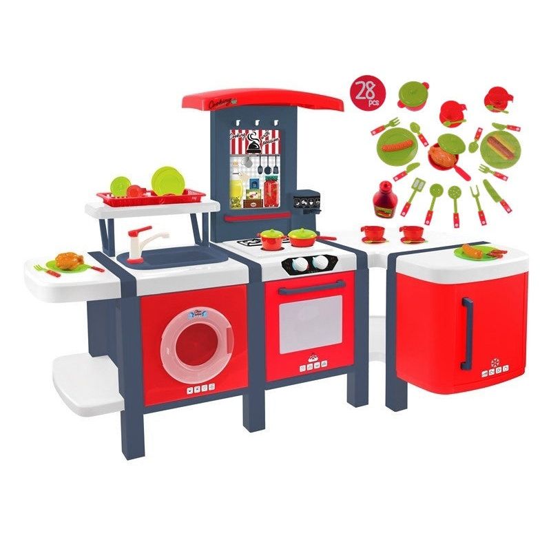 Jucarii, Copii si Bebe - Jucarii si jocuri - Jucarii de rol - Bucatarii copii - Bucatarie pentru copii Mochtoys, cu 28 piese, rosu - Infinity.ro