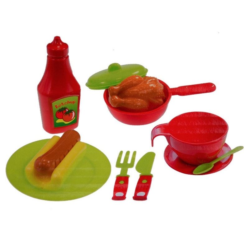 Jucarii, Copii si Bebe - Jucarii si jocuri - Jucarii de rol - Bucatarii copii - Bucatarie pentru copii Mochtoys, cu 28 piese, rosu - Infinity.ro