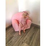 Casa si Gradina - Mobilier - Mobilier copii - Mobilier camera copiilor - Fotoliu din burete pentru copii, cu husa din catifea si cu buzunar lateral, New Baby, roz - Infinity.ro