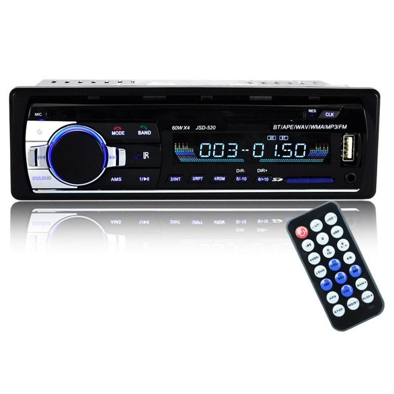 TV, Audio-Video si Foto - Portabile audio - Media Playere - Mp3 Player Auto, 4x60W cu Bluetooth, Telefon, Radio, MP3, AUX, Slot Card MicroSD, Telecomanda, Negru - Infinity.ro