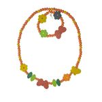 Fashion, accesorii si bijuterii - Copii - Accesorii copii - Bijuterii si ceasuri copii - Set colier si bratara din lemn pentru fete, portocaliu - Infinity.ro