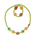Fashion, accesorii si bijuterii - Copii - Accesorii copii - Bijuterii si ceasuri copii - Set colier si bratara din lemn pentru fete, verde - Infinity.ro