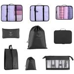 Sport si Outdoor - Articole de voiaj - Accesorii articole de voiaj - Set 8 organizatoare de calatorie, cu fermoar, marimi diferite, negru - Infinity.ro