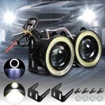 Auto si Moto - Piese auto si accesorii - Caroserie - Faruri, stopuri si proiectoare - Set 2 proiectoare LED cu lupa si Angel Eyes, diametru 64mm, 6500K, 3200LM - Infinity.ro