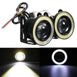 Auto si Moto - Piese auto si accesorii - Caroserie - Faruri, stopuri si proiectoare - Set 2 proiectoare LED cu lupa si Angel Eyes, diametru 64mm, 6500K, 3200LM - Infinity.ro
