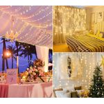 Casa si Gradina - Corpuri si surse de iluminat - Iluminat exterior - Instalatii luminoase exterior - Instalatie Tip Perdea, Cablu Negru, 480 LED-uri, IP65, 6*3m, Lumina Alba Calda/Rece, Albastra, Multicolora - Alb Cald - Infinity.ro