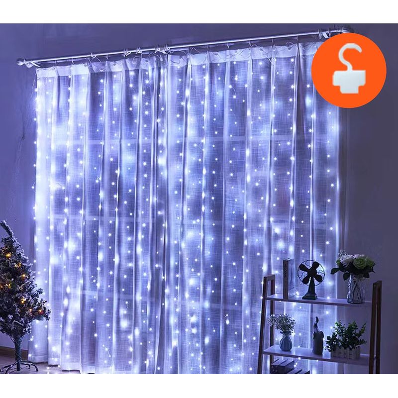 Casa si Gradina - Corpuri si surse de iluminat - Iluminat exterior - Instalatii luminoase exterior - Instalatie Tip Perdea, Cablu Negru, 480 LED-uri, IP65, 6 x 2m, Lumina Alba Calda/Rece, - Infinity.ro