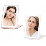 Ingrijire personala si Cosmetice - Machiaj - Oglinzi cosmetice - Oglinda cosmetica portabila cu iluminare LED, Roz - Infinity.ro