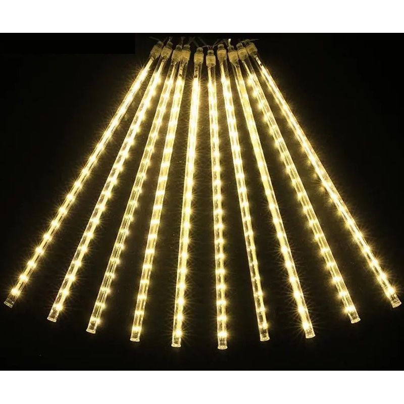 Casa si Gradina - Corpuri si surse de iluminat - Iluminat exterior - Instalatii luminoase exterior - Set cu 3 Instalatii Luminoase Craciun cu 8 Meteori, 4m Lungime Instalatie, 50 cm Lungime Meteor, Lumina Alba Calda - Infinity.ro