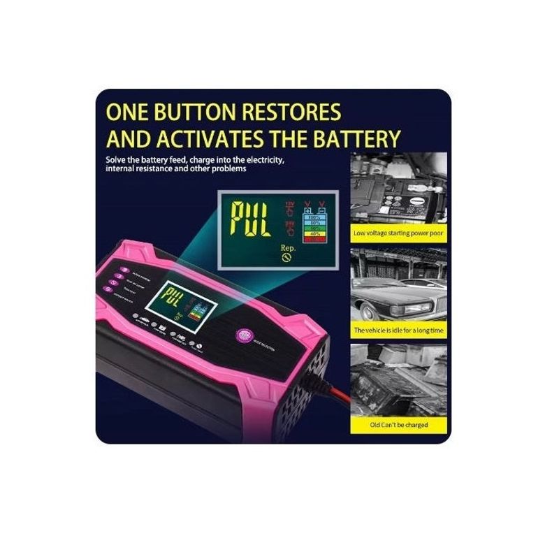 Auto si Moto - Reparatii si depanare - Redresoare - Redresor auto, 12V, 10A, 24V, 5A, cu control inteligent, ecran LCD, negru-roz - Infinity.ro