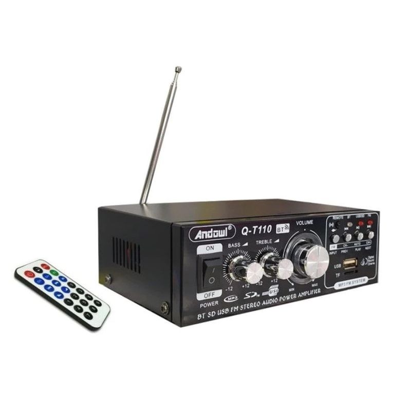 TV, Audio-Video si Foto - Audio profesionale - Amplificatoare profesionale - Amplificator Bass profesional tip statie T110, cu bluetooth, radio FM si telecomanda, negru - Infinity.ro