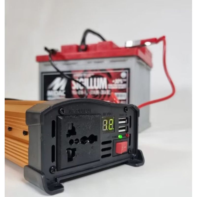 Auto si Moto - Reparatii si depanare - Invertoare auto - Invertor de tensiune auto Andowl KS300, 300W, 12V, 220V, 16 x 11 x 6.5cm, auriu - Infinity.ro
