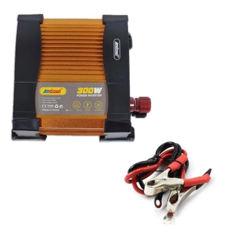 Auto si Moto - Reparatii si depanare - Invertoare auto - Invertor de tensiune auto Andowl KS300, 300W, 12V, 220V, 16 x 11 x 6.5cm, auriu - Infinity.ro