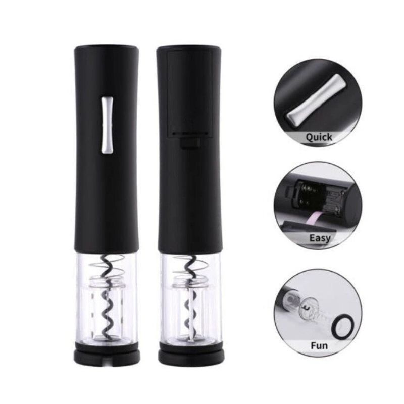 Casa si Gradina - Bucatarie si vesela - Accesorii bar - Tirbusoane si dopuri - Tirbuson electric pentru sticle de vin cu dispozitiv inlaturare sigiliu, Rosu/Negru, Black - Infinity.ro