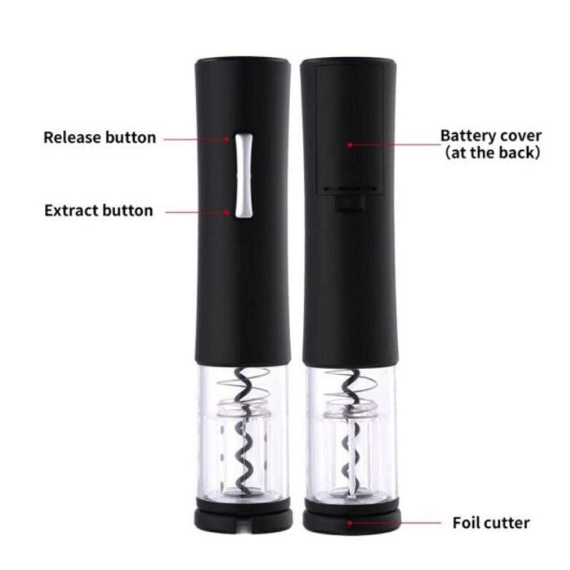 Casa si Gradina - Bucatarie si vesela - Accesorii bar - Tirbusoane si dopuri - Tirbuson electric pentru sticle de vin cu dispozitiv inlaturare sigiliu, Rosu/Negru, Black - Infinity.ro