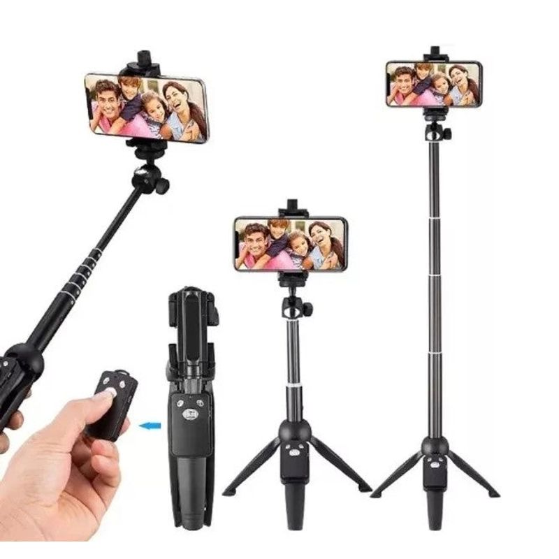 Laptop, Telefoane si Tablete - Telefoane mobile si accesorii - Accesorii Telefoane - Selfie stick-uri - Selfie stick si trepied 2 in 1, Bluetooth, compact si universal, negru - Infinity.ro