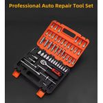 Casa si Gradina - Constructii - Scule de mana si unelte - Chei si truse chei - Trusa profesionala cu 53 de piese din otel carbon - crom vanadium, cu chei tubulare, clicket 1.4 inchi, portocaliu-negru - Infinity.ro