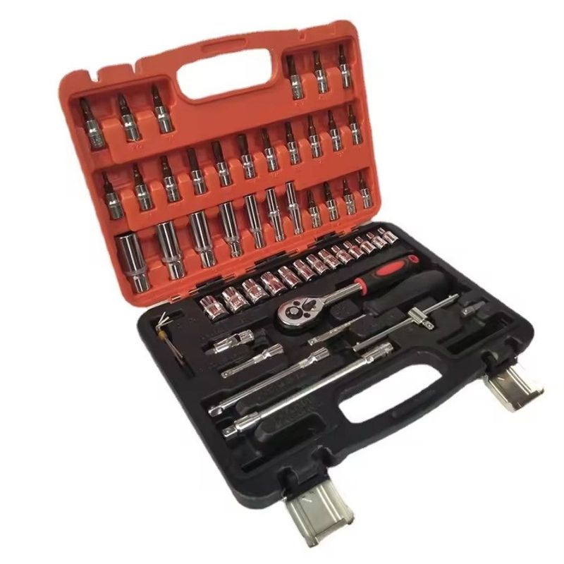 Casa si Gradina - Constructii - Scule de mana si unelte - Chei si truse chei - Trusa profesionala cu 53 de piese din otel carbon - crom vanadium, cu chei tubulare, clicket 1.4 inchi, portocaliu-negru - Infinity.ro