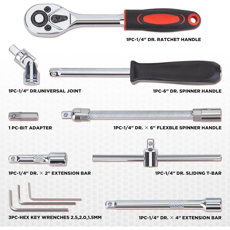 Casa si Gradina - Constructii - Scule de mana si unelte - Chei si truse chei - Trusa profesionala cu 53 de piese din otel carbon - crom vanadium, cu chei tubulare, clicket 1.4 inchi, portocaliu-negru - Infinity.ro