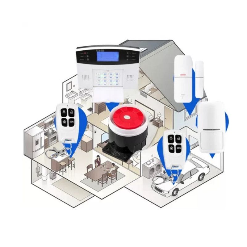 Casa si Gradina - Electrice - Smart Home - Alarme si accesorii - Sistem de alarma inteligent AQ5, cu ecran LCD, wireless, cu 2 senzori si 2 telecomenzi, alb - Infinity.ro