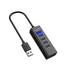 PC, gaming si accesorii - Retelistica - Hub-uri - Hub USB cu 4 proturi USB 3.0, ultra slim, incarcare sau transfer de date, 5Gbps, negru - Infinity.ro