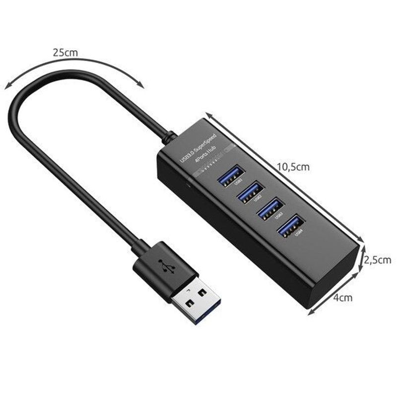PC, gaming si accesorii - Retelistica - Hub-uri - Hub USB cu 4 proturi USB 3.0, ultra slim, incarcare sau transfer de date, 5Gbps, negru - Infinity.ro