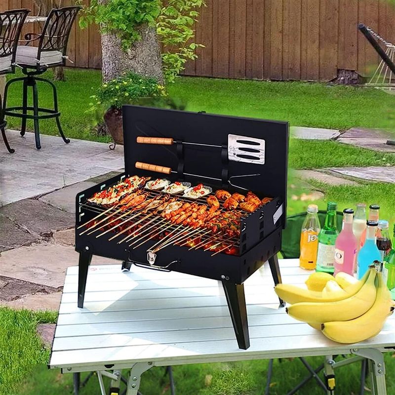 Casa si Gradina - Gradina si terasa - Gratare si accesorii - Gratare de gradina - Gratar portabil tip servieta, pentru gradina sau camping, cu accesorii incluse, negru - Infinity.ro