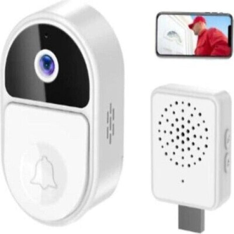 Casa si Gradina - Electrice - Accesorii electrice - Sonerii electrice - Sonerie cu video smart wireless, 2.4 Ghz, 5000 mAh, conectare la smartphone, Alb - Infinity.ro