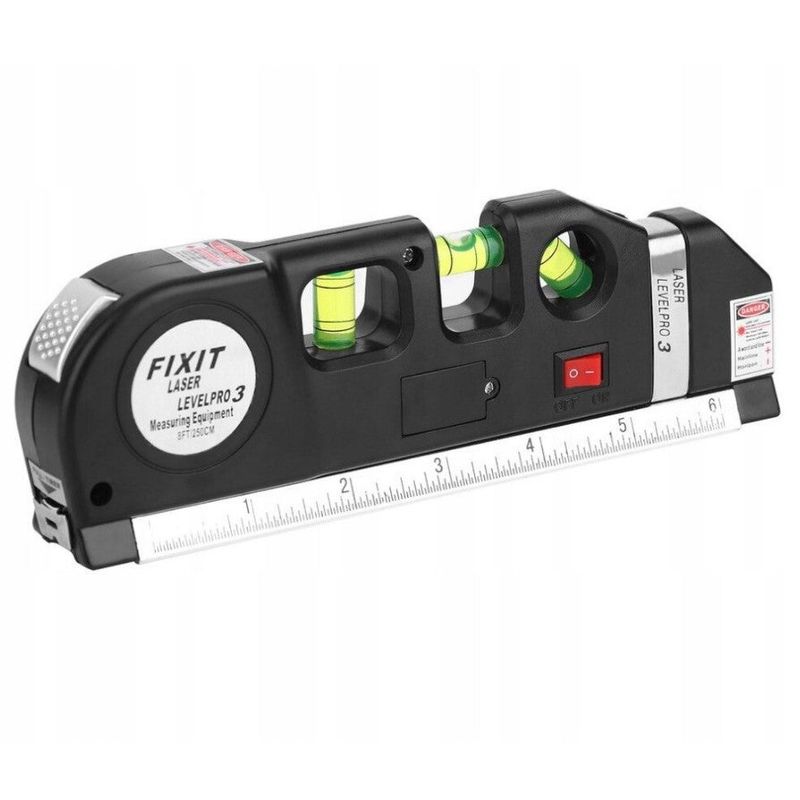 Casa si Gradina - Constructii - Scule de mana si unelte - Unelte de masurat - Nivela-boloboc cu laser de 6m, ruleta de 250cm si rigla, negru - Infinity.ro