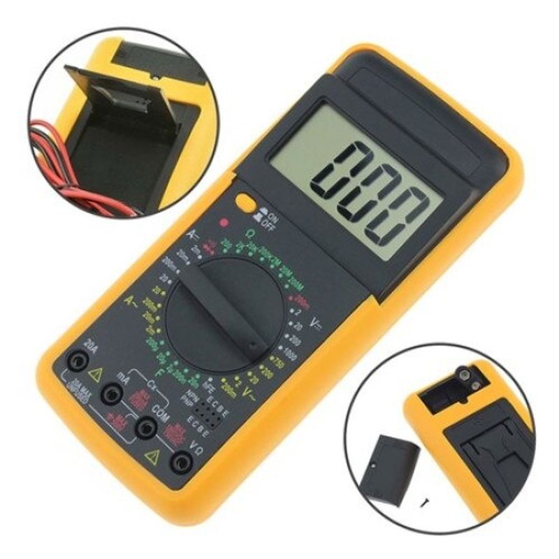 Casa si Gradina - Electrice - Accesorii electrice - Aparate de masura si control - Multimetru Digital cu carcasa antisoc, cu 2 sonde de testare, Galben-Portocaliu, Galben/Negru - Infinity.ro