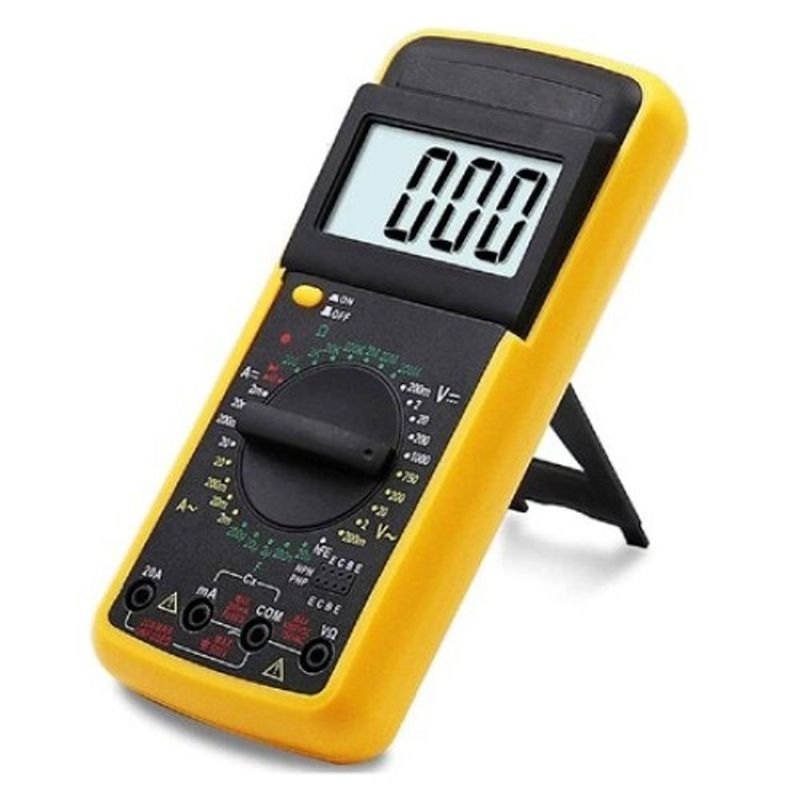 Casa si Gradina - Electrice - Accesorii electrice - Aparate de masura si control - Multimetru Digital cu carcasa antisoc, cu 2 sonde de testare, Galben-Portocaliu, Galben/Negru - Infinity.ro