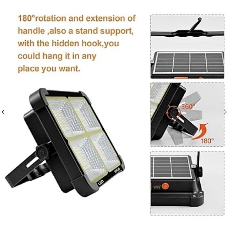 Casa si Gradina - Corpuri si surse de iluminat - Iluminat comercial si industrial - Proiectoare si lampi de lucru - Proiector Patrat cu incarcare solara 336 Led 100W 16500mAh 10000 LM - Infinity.ro