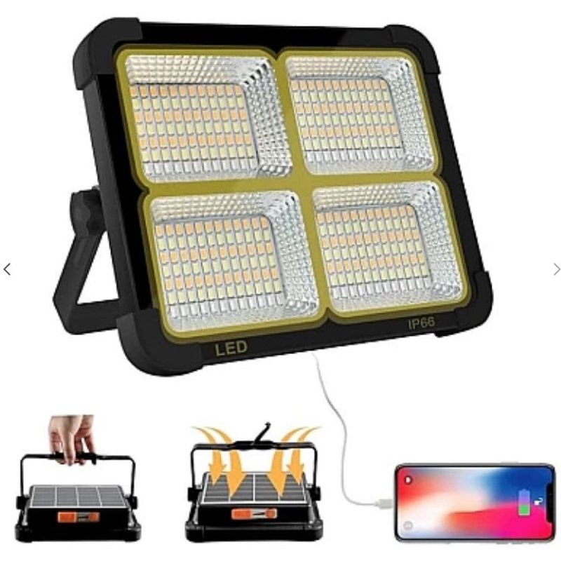 Casa si Gradina - Corpuri si surse de iluminat - Iluminat comercial si industrial - Proiectoare si lampi de lucru - Proiector Patrat cu incarcare solara 336 Led 100W 16500mAh 10000 LM - Infinity.ro