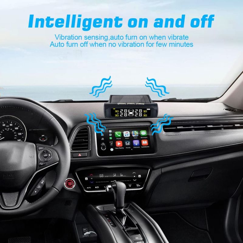 Auto si Moto - Reparatii si depanare - Sisteme de diagnoza - Senzori presiune si temperatura anvelope, cu alarma, incarcare solara, afisaj LCD, alarma, negru - Infinity.ro