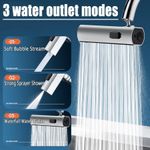 Casa si Gradina - Sanitare - Lavoar baie si accesorii - Accesorii baterii sanitare - Extensie robinet 3 in 1, 360°, 3 moduri de functionare, cupru, argintiu - Infinity.ro