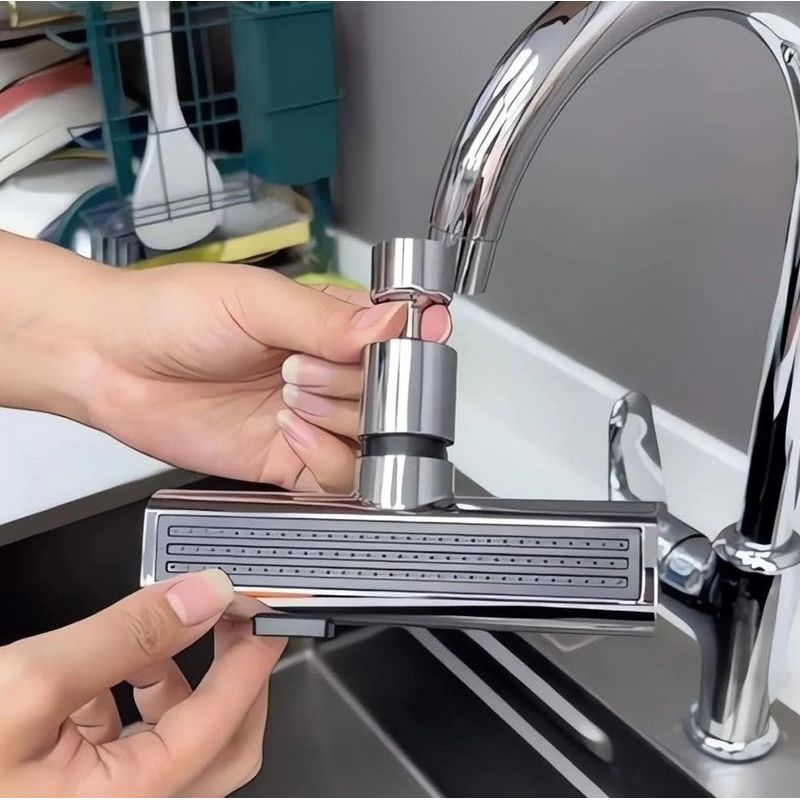 Casa si Gradina - Sanitare - Lavoar baie si accesorii - Accesorii baterii sanitare - Extensie robinet 3 in 1, 360°, 3 moduri de functionare, cupru, argintiu - Infinity.ro