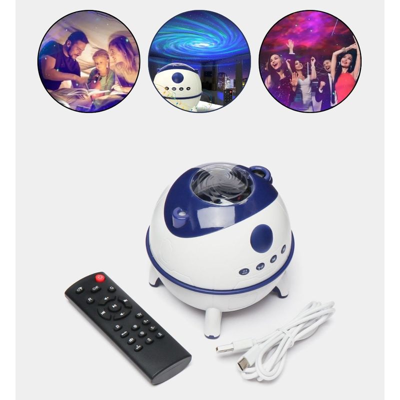 Casa si Gradina - Corpuri si surse de iluminat - Veioze si lampi - Lampi de veghe copii - Proiector LED Starry Sky Nightlight cu difuzor Bluetooth, 228 x 120 x 113 cm, Alb - Infinity.ro