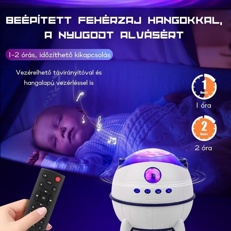 Casa si Gradina - Corpuri si surse de iluminat - Veioze si lampi - Lampi de veghe copii - Proiector LED Starry Sky Nightlight cu difuzor Bluetooth, 228 x 120 x 113 cm, Alb - Infinity.ro