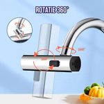 Casa si Gradina - Sanitare - Lavoar baie si accesorii - Accesorii baterii sanitare - Extensie robinet 3 in 1, 360°, 3 moduri de functionare, cupru, argintiu - Infinity.ro