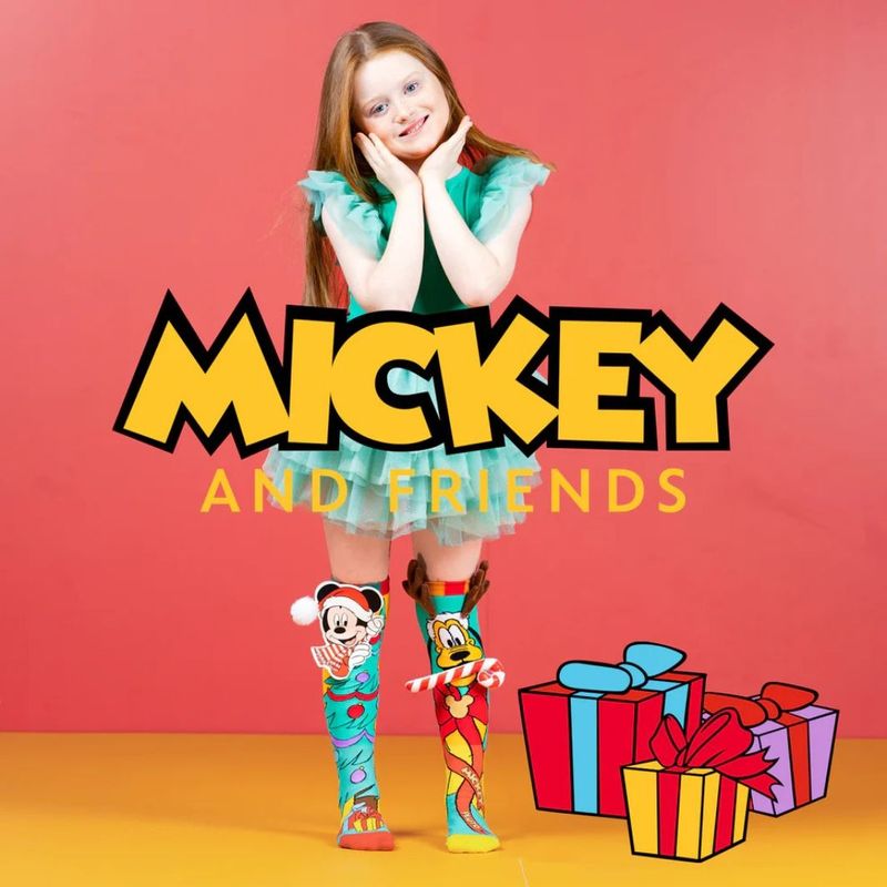 Fashion, accesorii si bijuterii - Copii - Lenjerie si pijamale copii - Sosete si dresuri copii - Sosete lungi colorate Madmia pentru fete fantasy Christmas Mickey and Pluto 3-5 ani - Infinity.ro