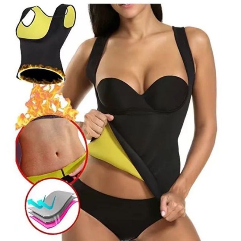 Sport si Outdoor - Echipament Sportiv - Imbracaminte sport - Tricouri sport - Maiou de slabit pentru femei din neopren, Negru/Galben, Marimea L, Negru/Galben - Infinity.ro