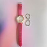 Fashion, accesorii si bijuterii - Femei - Bijuterii femei - Ceasuri femei - Set ceas casual de dama cu bratara inclusa, mecanism quartz, display analog, bratara roz lacuita, inchidere catarama - Infinity.ro