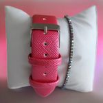 Fashion, accesorii si bijuterii - Femei - Bijuterii femei - Ceasuri femei - Set ceas casual de dama cu bratara inclusa, mecanism quartz, display analog, bratara roz lacuita, inchidere catarama - Infinity.ro